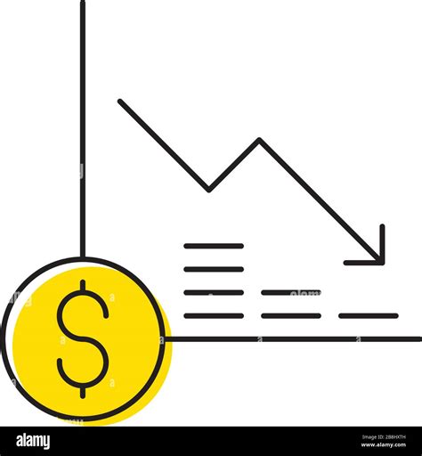 Dollar Loss Graph Vector Icon Symbol Finance Isolated On White