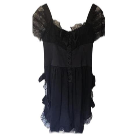 Cambon Chanel Dresses Black Silk Lace Satin Ref 850054 Joli Closet