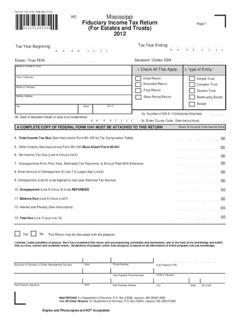 Fillable Online Fiduciary Income Tax Return For Estates And Trusts