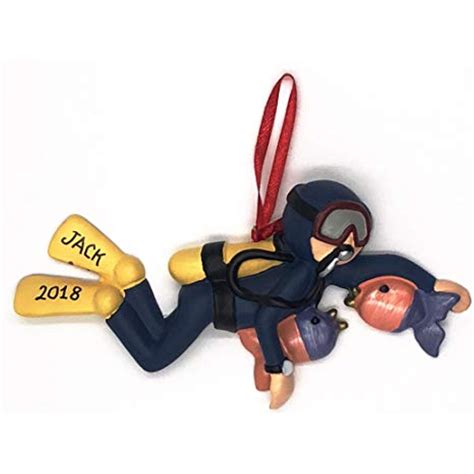 Scuba Diver Personalized Christmas Ornament Male Handpainted Free