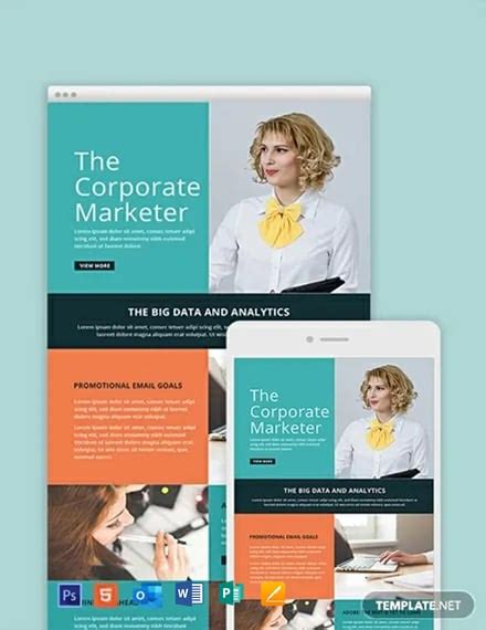 Marketing Email Newsletter Template Html5 Word Outlook Apple Pages