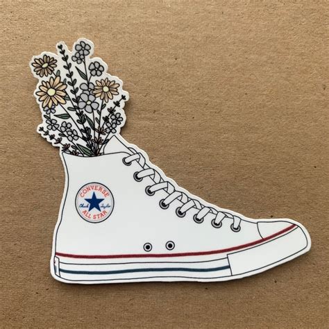 Floral Converse Sticker Etsy