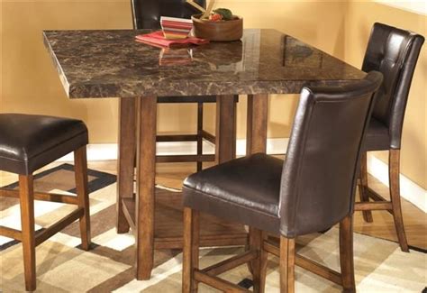 Lacey Contemporary Medium Brown Wood Marble Square Counter Table