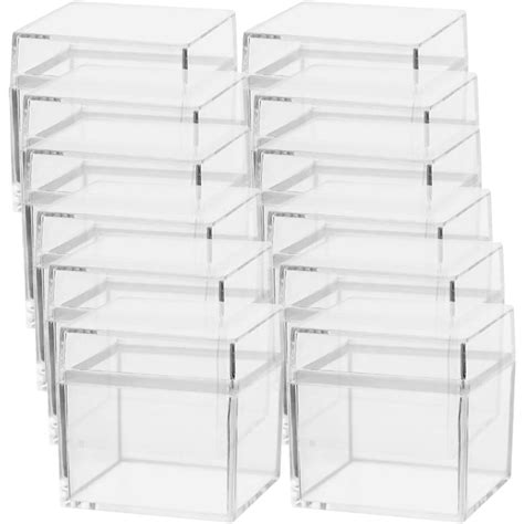 36 Pcs Clear Plastic Square Cubes Plastic Storage Box With Lids Candy Storage Cases