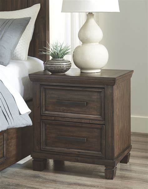 The Johurst Grayish Brown Two Drawer Night Stand Available At Orange