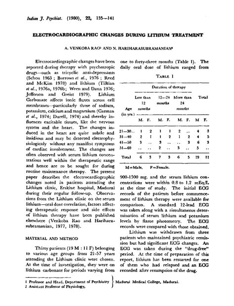 Pdf Electrocardiographic Changes During Lithium Treatment