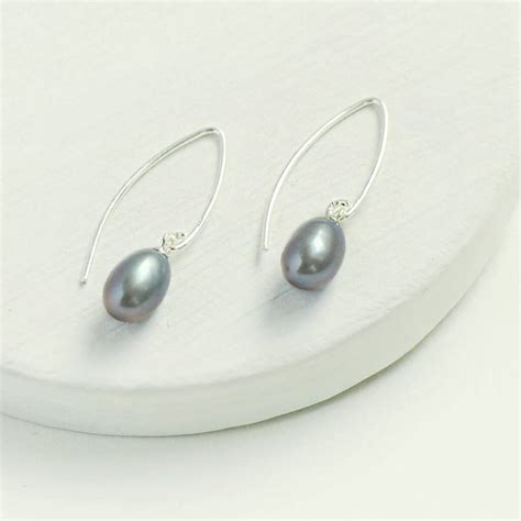 Long Grey Pearl Drop Earrings By The Carriage Trade Company Gray Pearl Drop Earrings Pearl