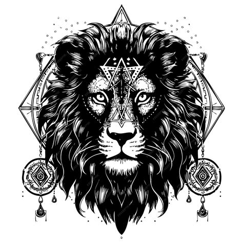 Premium Vector Lion Face Shaman Silhouette Lion Head Clipart Lion