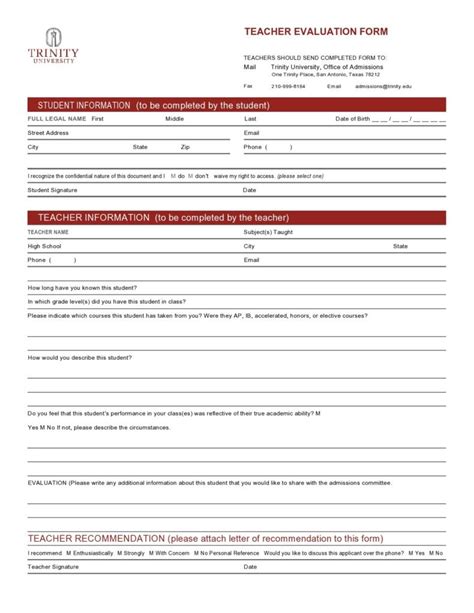 50 Printable Teacher Evaluation Forms [free] ᐅ Templatelab