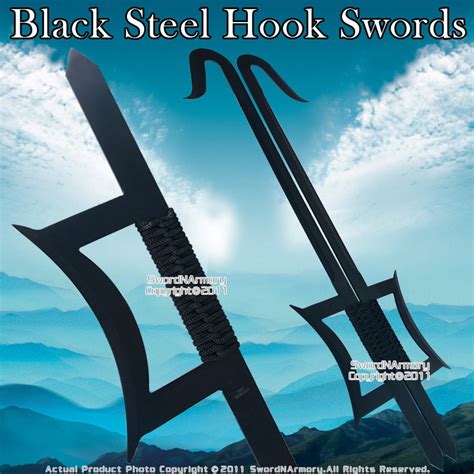 Kung Fu Wu Shu Kabal Black Steel Hook Swords Set