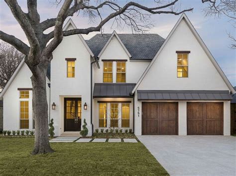 Cream Painted Brick Cedar Shutters Black Door House Exterior