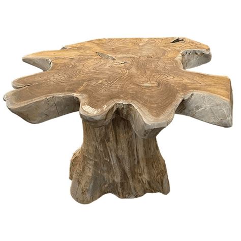 Table Basse Racine Teck Nature Style Tronc D Arbre Kayu Meuble