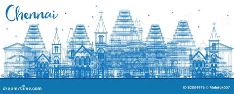 Chennai Skyline Trendy Vector Illustration Linear | CartoonDealer.com ...