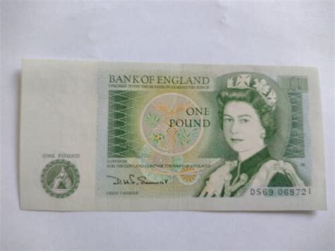 Vintage UK 1 One Pound Elizabeth II Sir Isaac Newton Banknote Bank