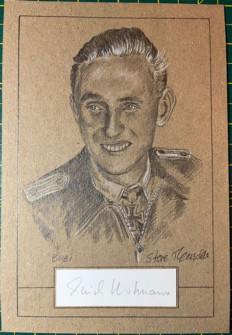 Highest Scoring Fighter Ace Erich Hartmann Signed Original Drawing