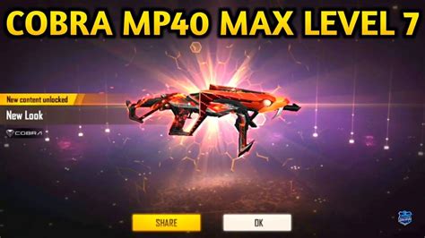 New Evolution Mp40 Skin Cobra Mp40 Max Level 7 Garena Free Fire