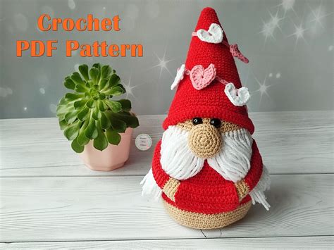 Valentine Gnome Crochet Pattern Amigurumi Gnome Valentine Etsy