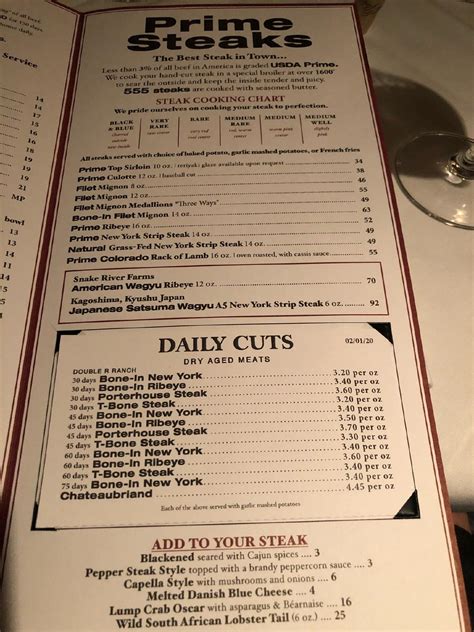 Menu At 555 East American Steakhouse Long Beach