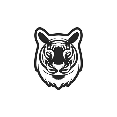 Elegant Simple Black White Vector Logo Tiger Isolated On A White