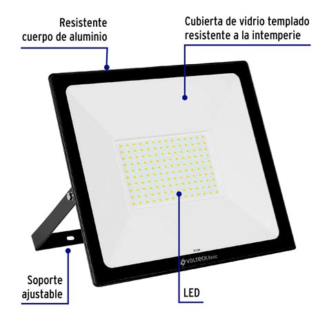 Reflector Ultra Delgado Led W Luz C Lida Volteck Basic