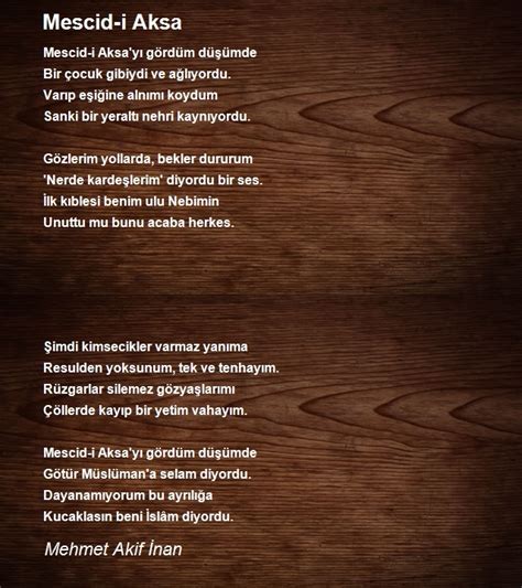 Mescid i Aksa Şiiri Mehmet Akif İnan