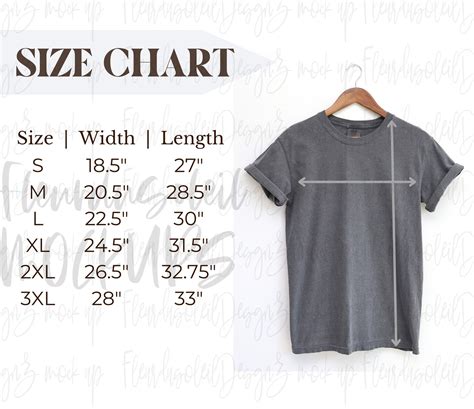 Comfort Colors Size Chart For Comfort Colors Etsy