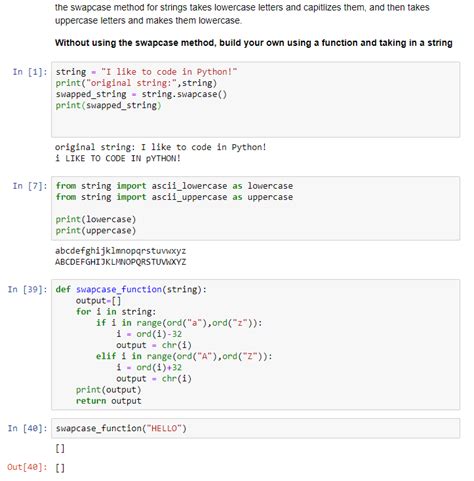 Solved The Swapcase Method For Strings Takes Lowercase