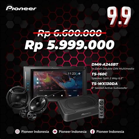 Jual CL569 Paket Pioneer Lengkap Pioneer DMH A245 BT TS 160C TS WX