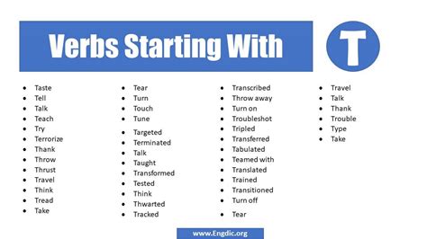 Verbs That Start With T Engdic