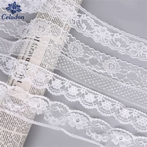 10 Yards White Lace Ribbon DIY Embroidered Net Lace Trim Fabric For