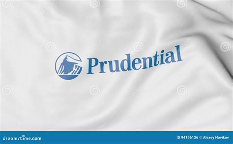 Waving Flag With Prudential Financial Logo Editorial 3d Rendering