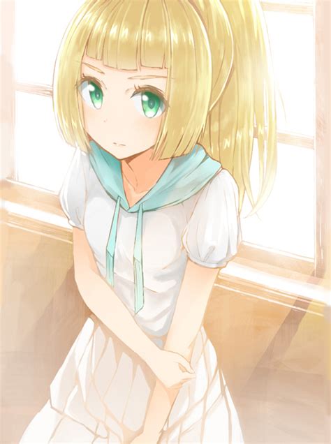 Safebooru 1girl Bangs Blonde Hair Blunt Bangs Blush Closed Mouth Collarbone Green Eyes