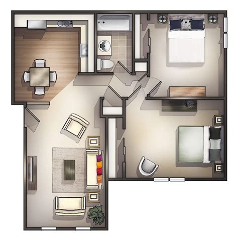 2 Bedroom Studio Apartment Floor Plans - floorplans.click