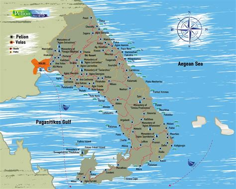 Pelion map :: Pelion pilio pelion pilion villages in Pelion Greece ...