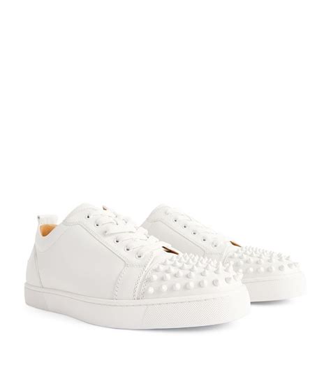 Mens Christian Louboutin White Louis Junior Spikes Calfskin Sneakers