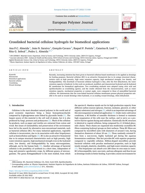 Pdf Crosslinked Bacterial Cellulose Hydrogels For Biomedical Applications