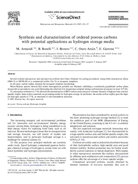 Pdf Synthesis And Characterization Of Ordered Porous Carbons With