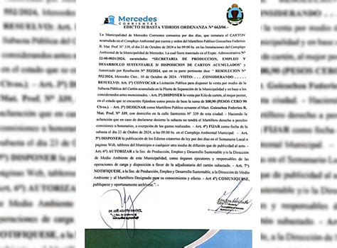 Municipalidad De Mercedes Anuncia Subasta P Blica De Vidrios Acumulados