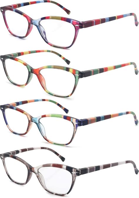 Heeyyok Reading Glasses For Womens Rectangular Ladies Readers Glasses 2 00 Colorful Funky