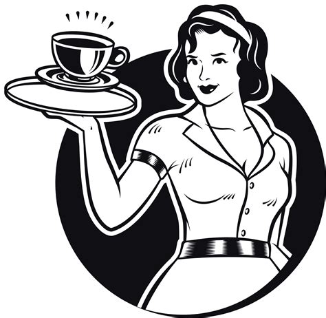 Black White Waitress Clipart Clipart Station Images And Photos Finder