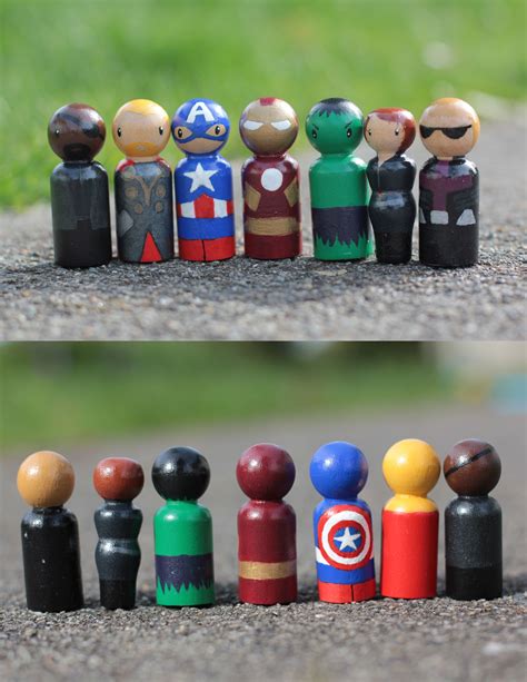 Superhero Peg Dolls Avengers Front And Back