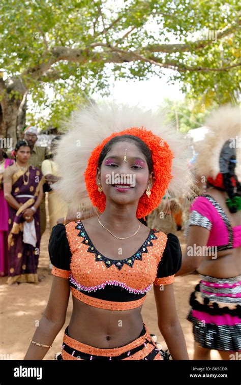 Karagattam dancer in a traditional costume, Tamil Nadu, India Stock ...