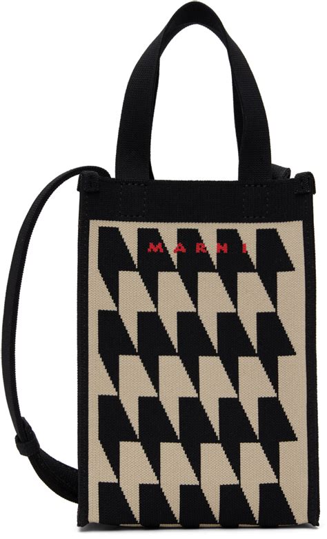 Marni Black And Beige Houndstooth Bag Marni