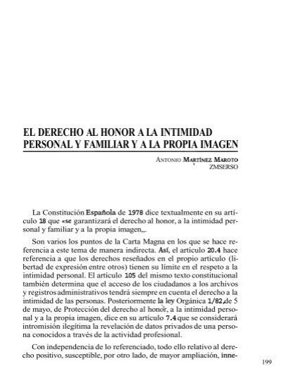 El Derecho Al Honor A La Intimidad Personal Y Feaps