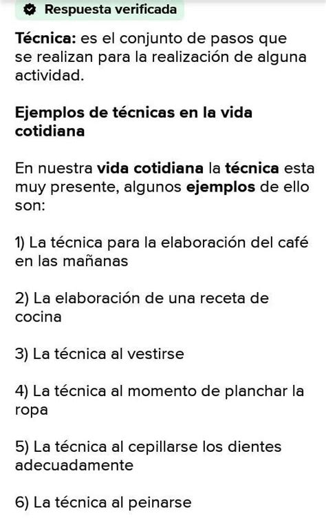 Tecnicas De La Vida Cotidiana Brainly Lat