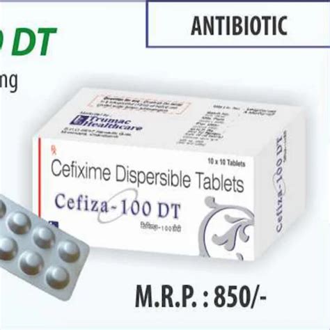 Cefiza Cefixime 100 Mg Dispersible Tablets At Rs 850 Box In Panchkula