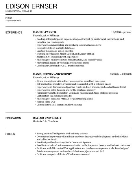 Army Resume Template