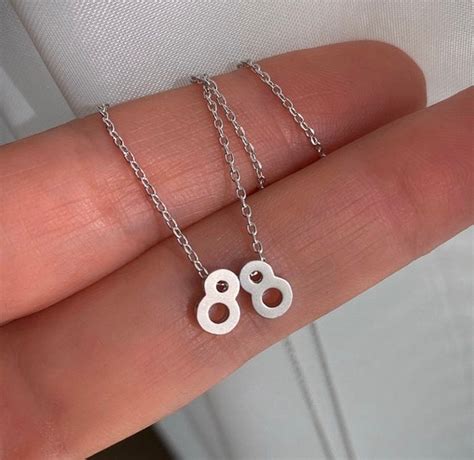 Silver Number Necklace Silver Numbers Number Jewelry Etsy