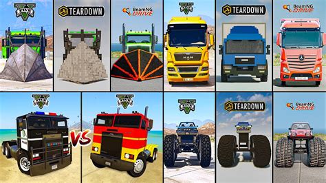 Gta Police Hauler Vs Ramp Truck Vs Man Truck In Teardown Vs Gta Vs