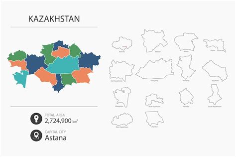 Karte Von Kasachstan Mit Detaillierter Landkarte Kartenelemente Von